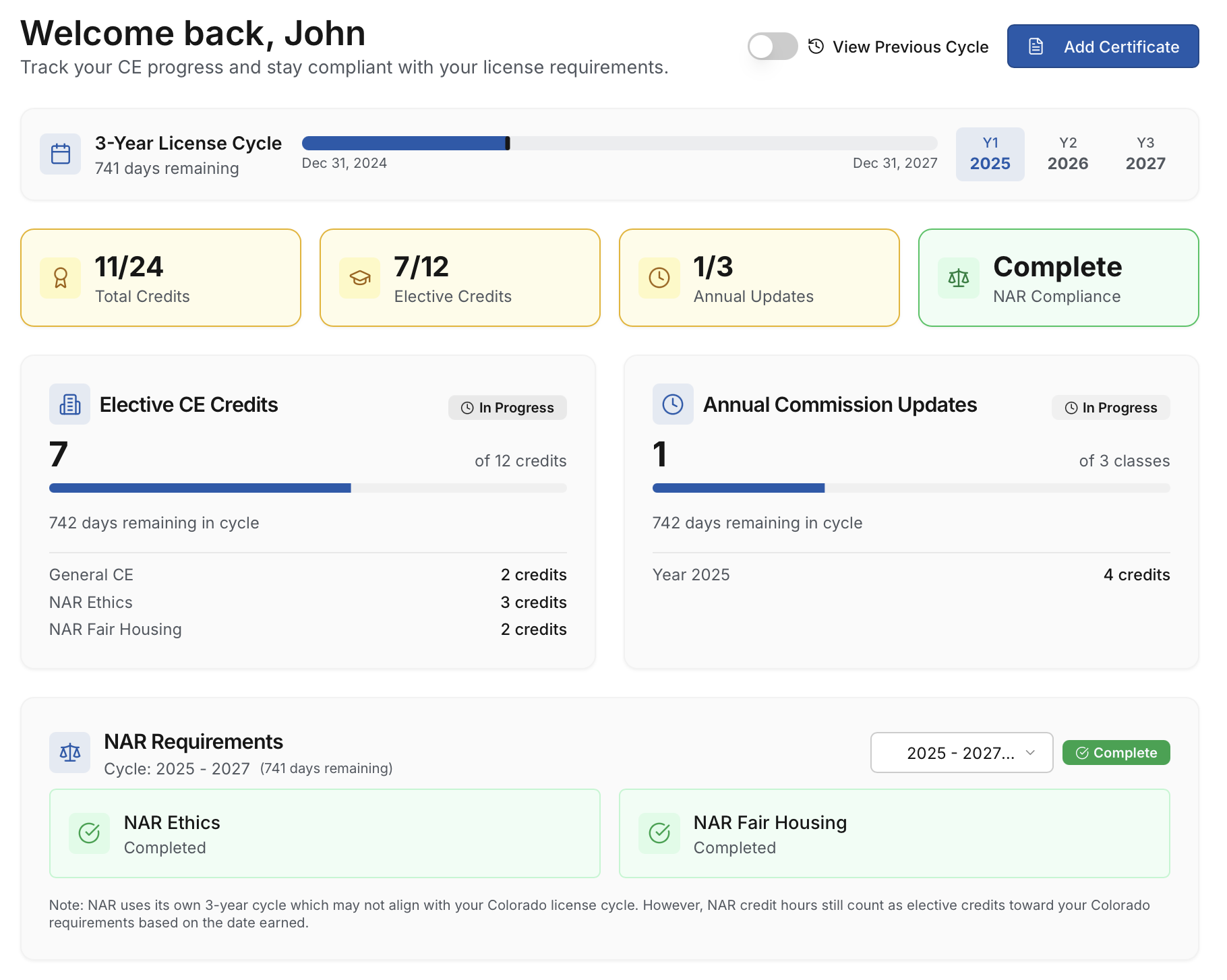 Colorado CE Tracker - Real Estate Credit Management